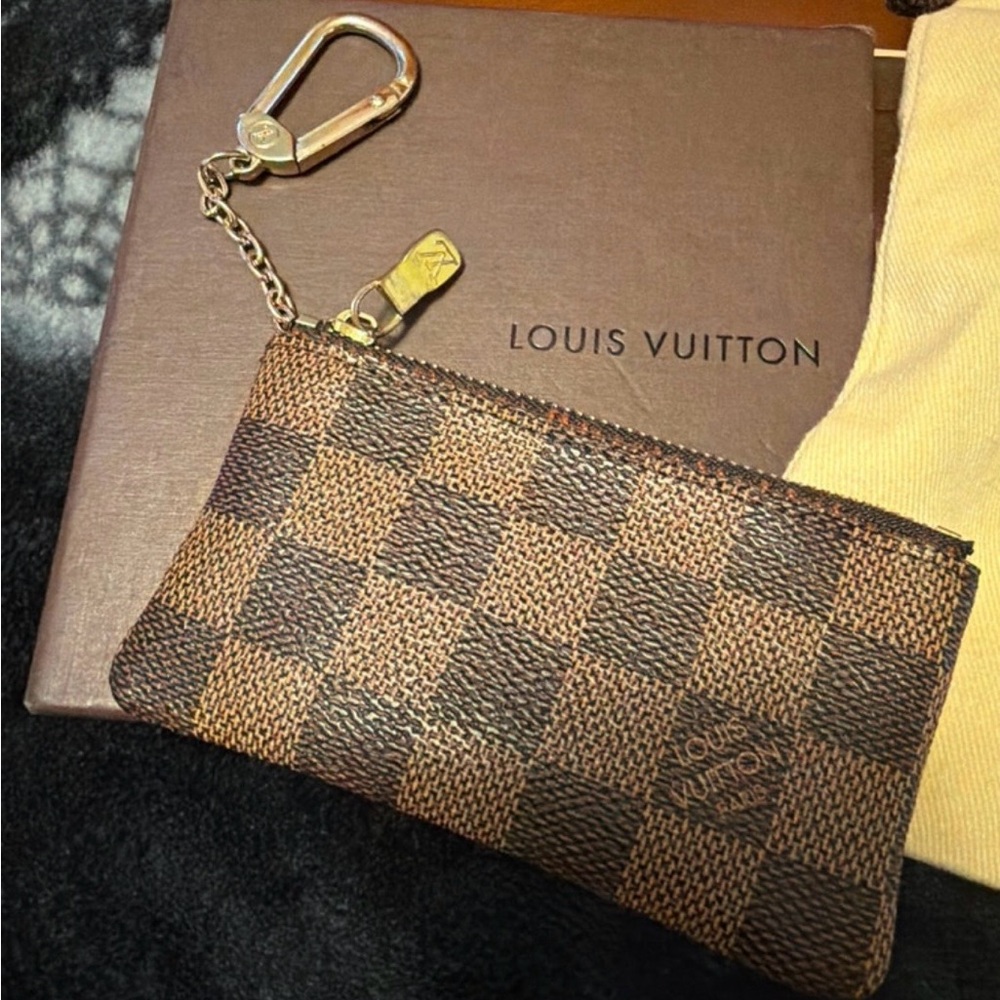 Louis Vuitton Brown and Tan Checkered Key Pouch